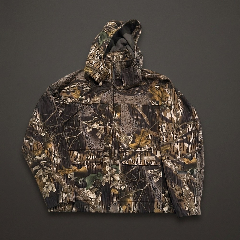 Columbia Silent Shell Camo Hunting Jacket Men's M Fleece Lined Hooded HM6009